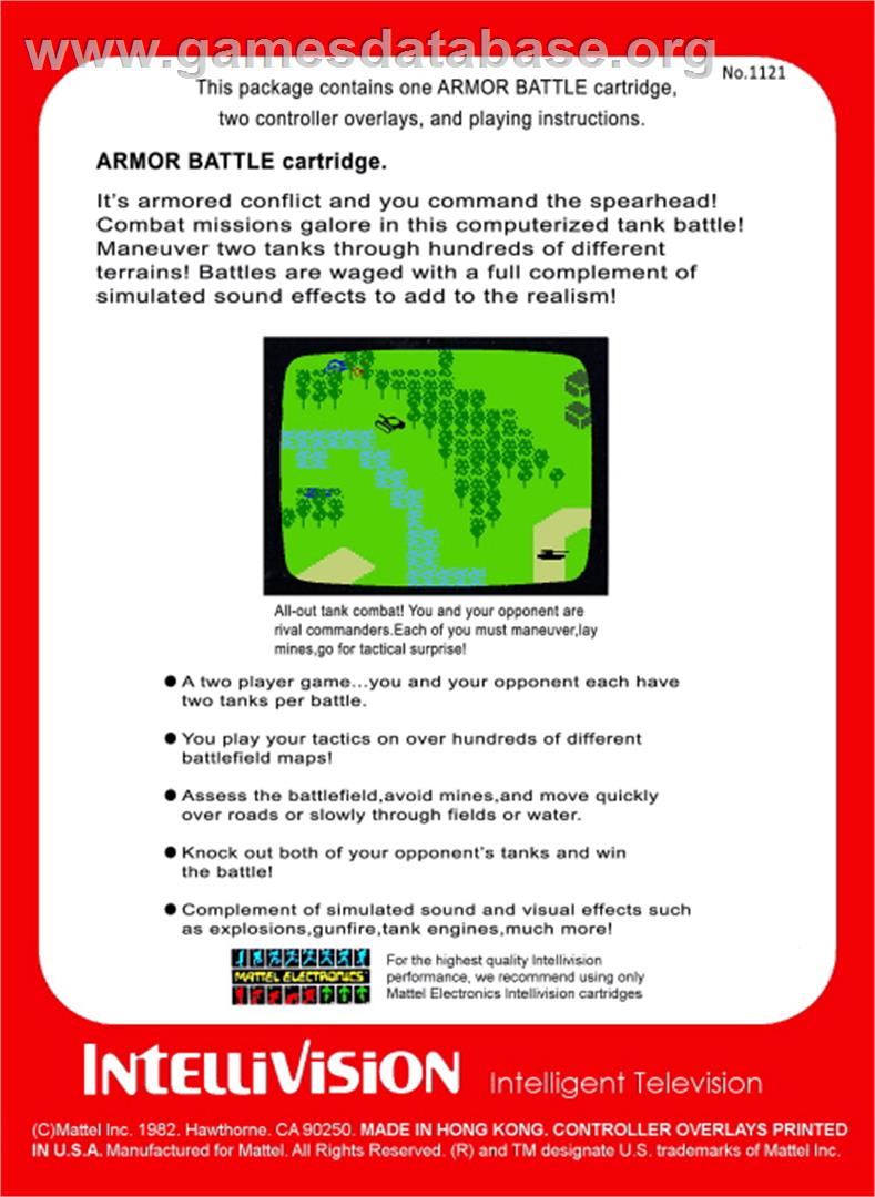 Armor Battle - Mattel Intellivision - Artwork - Box Back