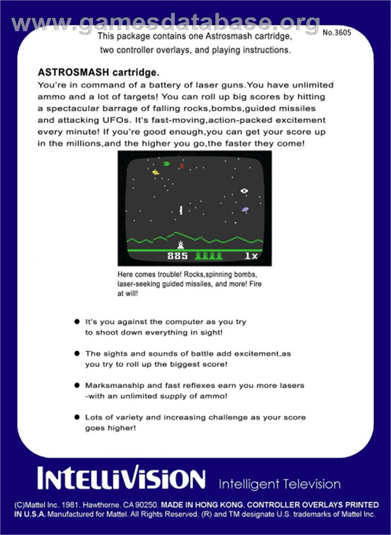 Astrosmash - Mattel Intellivision - Artwork - Box Back