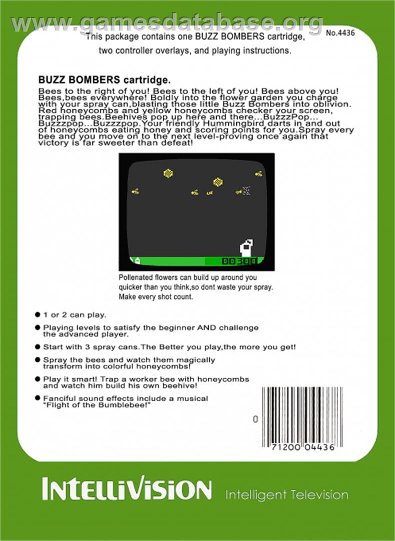 Buzz Bombers - Mattel Intellivision - Artwork - Box Back