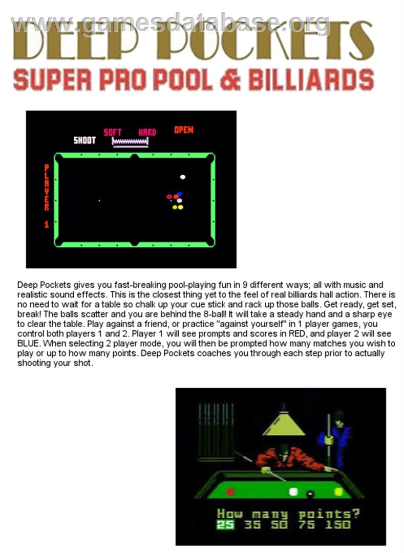 Deep Pockets: Super Pro Pool & Billiards - Mattel Intellivision - Artwork - Box Back