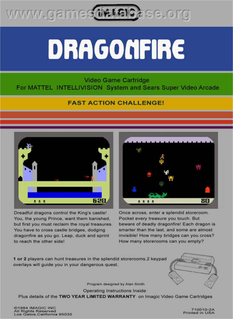 Dragon Fire - Mattel Intellivision - Artwork - Box Back