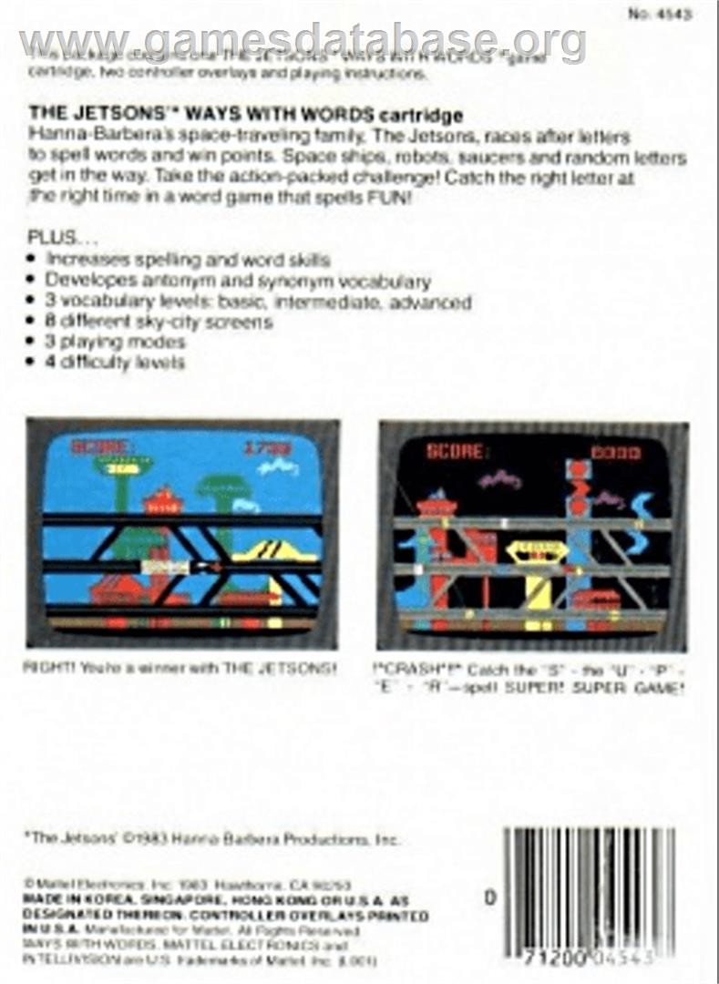 Jetsons' Ways With Words - Mattel Intellivision - Artwork - Box Back