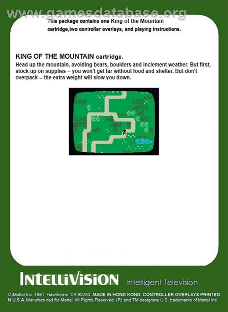 King of the Mountain - Mattel Intellivision - Artwork - Box Back