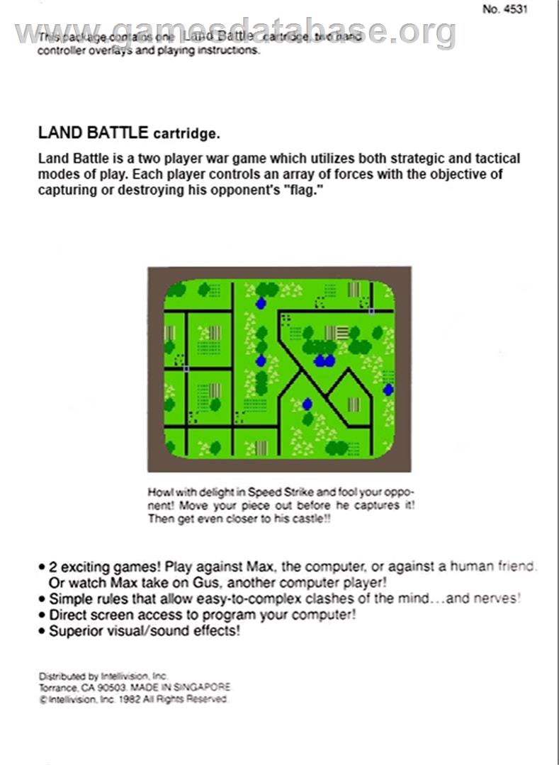 Land Battle - Mattel Intellivision - Artwork - Box Back