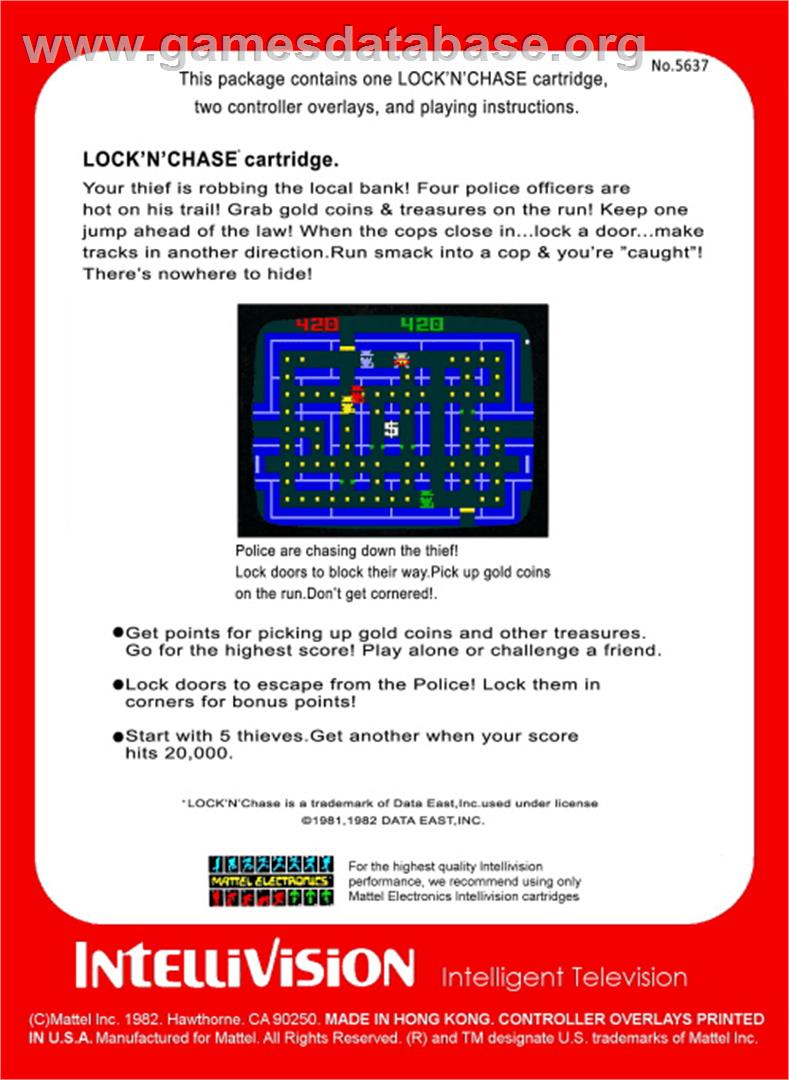 Lock'n'Chase - Mattel Intellivision - Artwork - Box Back