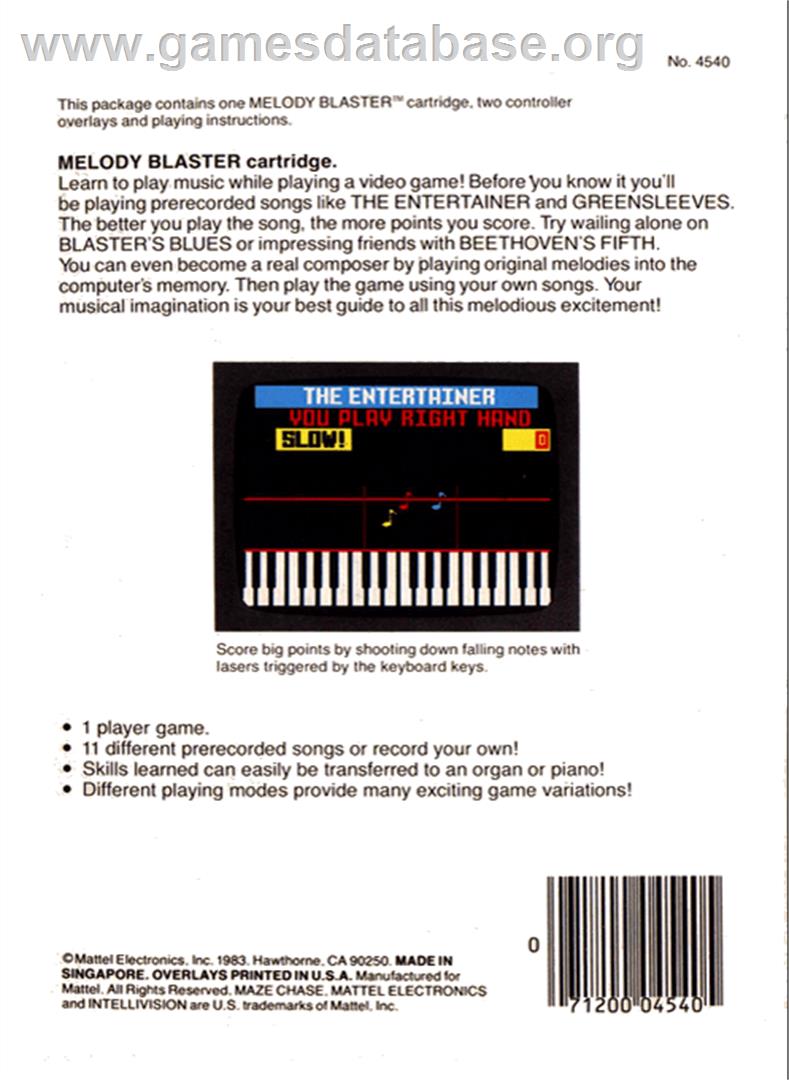 Melody Blaster - Mattel Intellivision - Artwork - Box Back