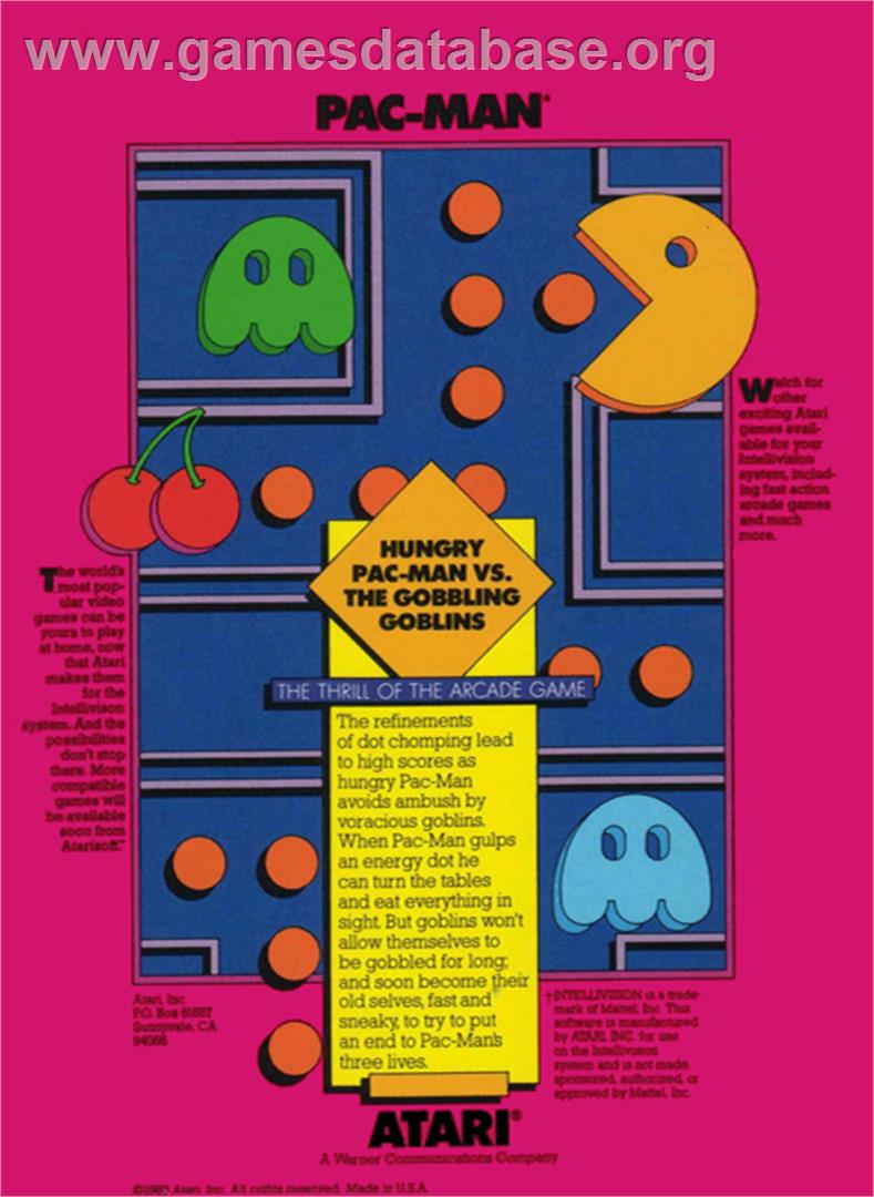 Pac-Man - Mattel Intellivision - Artwork - Box Back