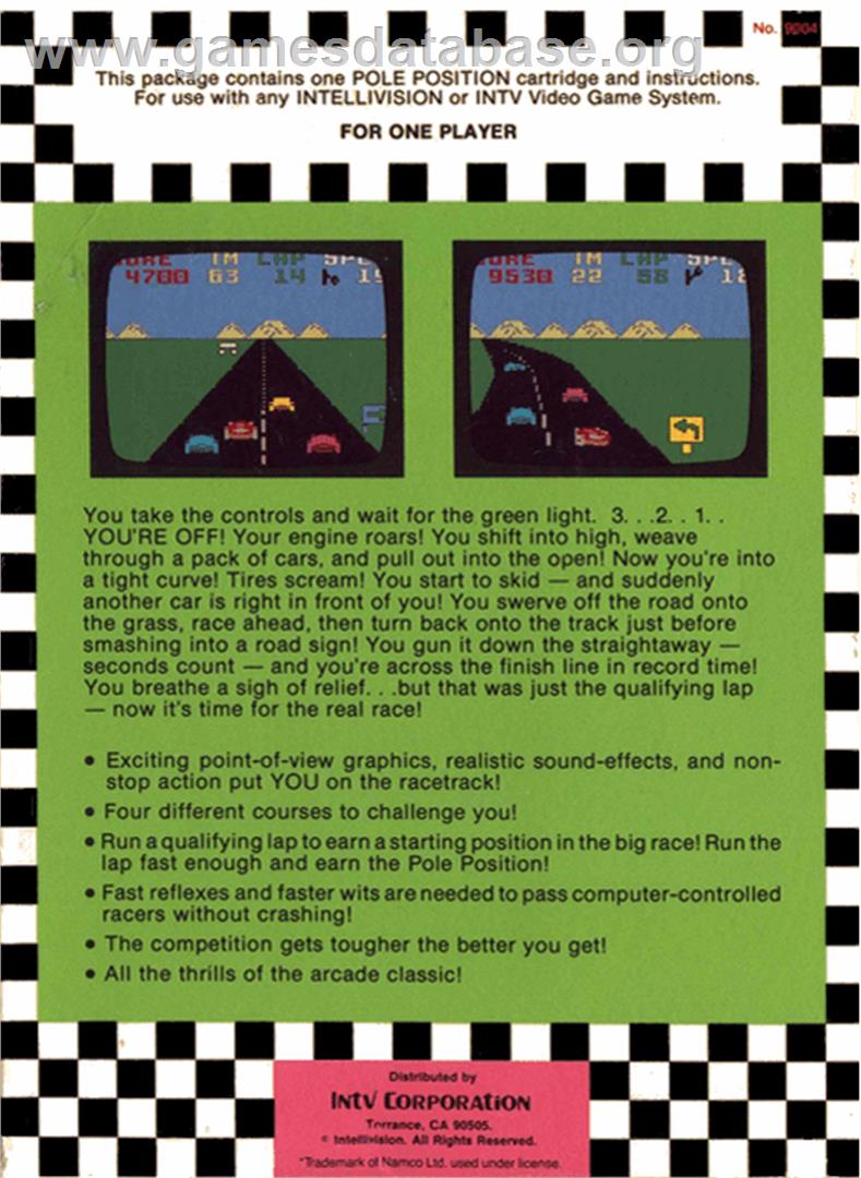 Pole Position - Mattel Intellivision - Artwork - Box Back