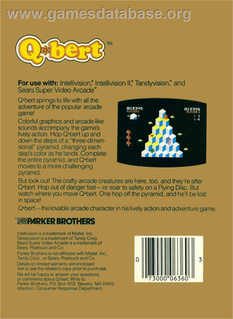Q*bert - Mattel Intellivision - Artwork - Box Back