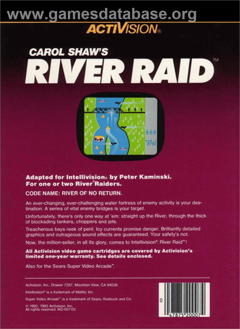 River Raid - Mattel Intellivision - Artwork - Box Back