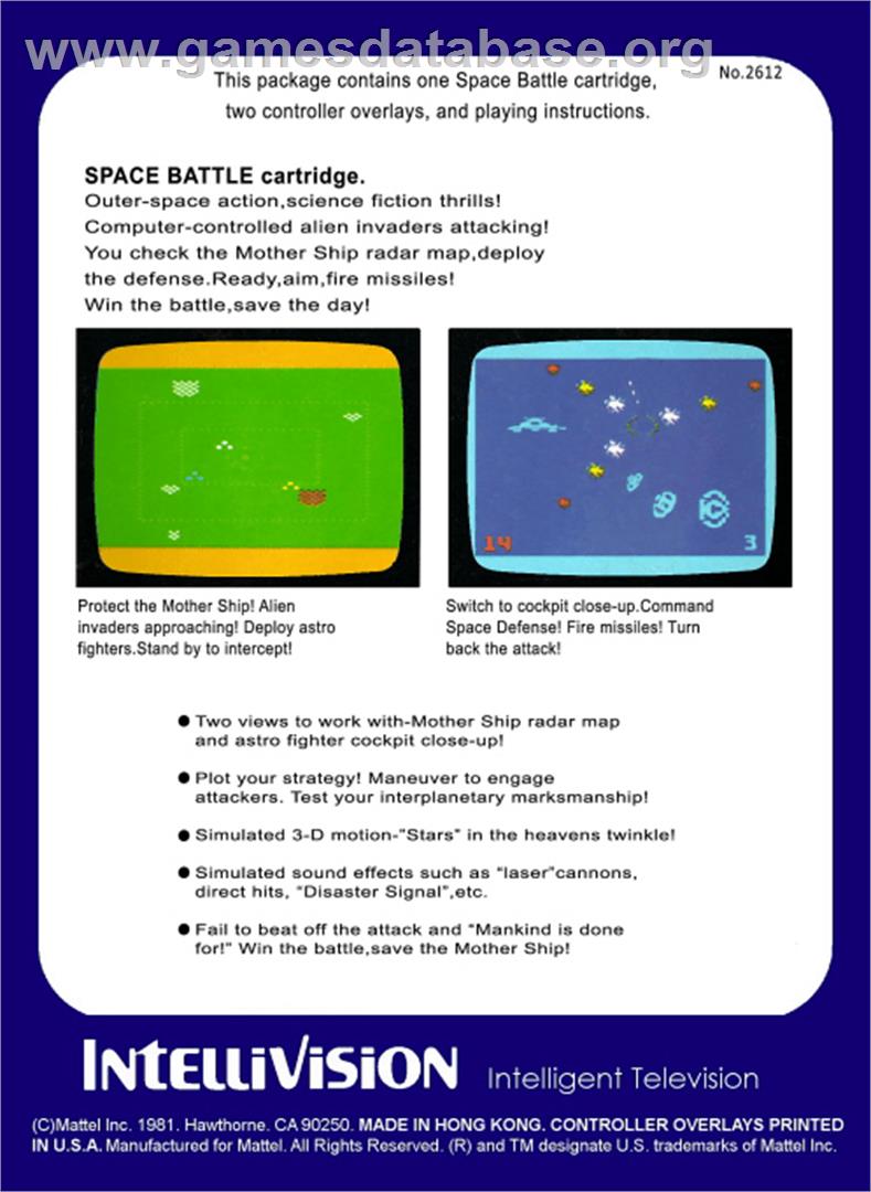 Space Battle - Mattel Intellivision - Artwork - Box Back