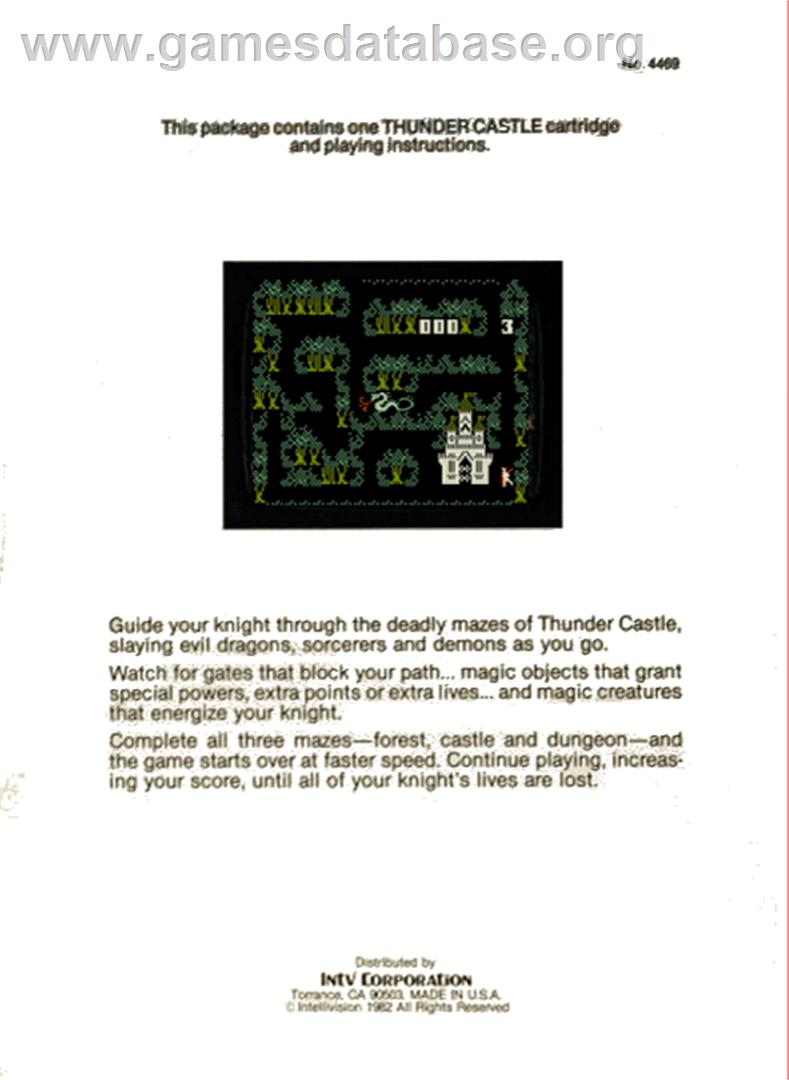 Thunder Castle - Mattel Intellivision - Artwork - Box Back