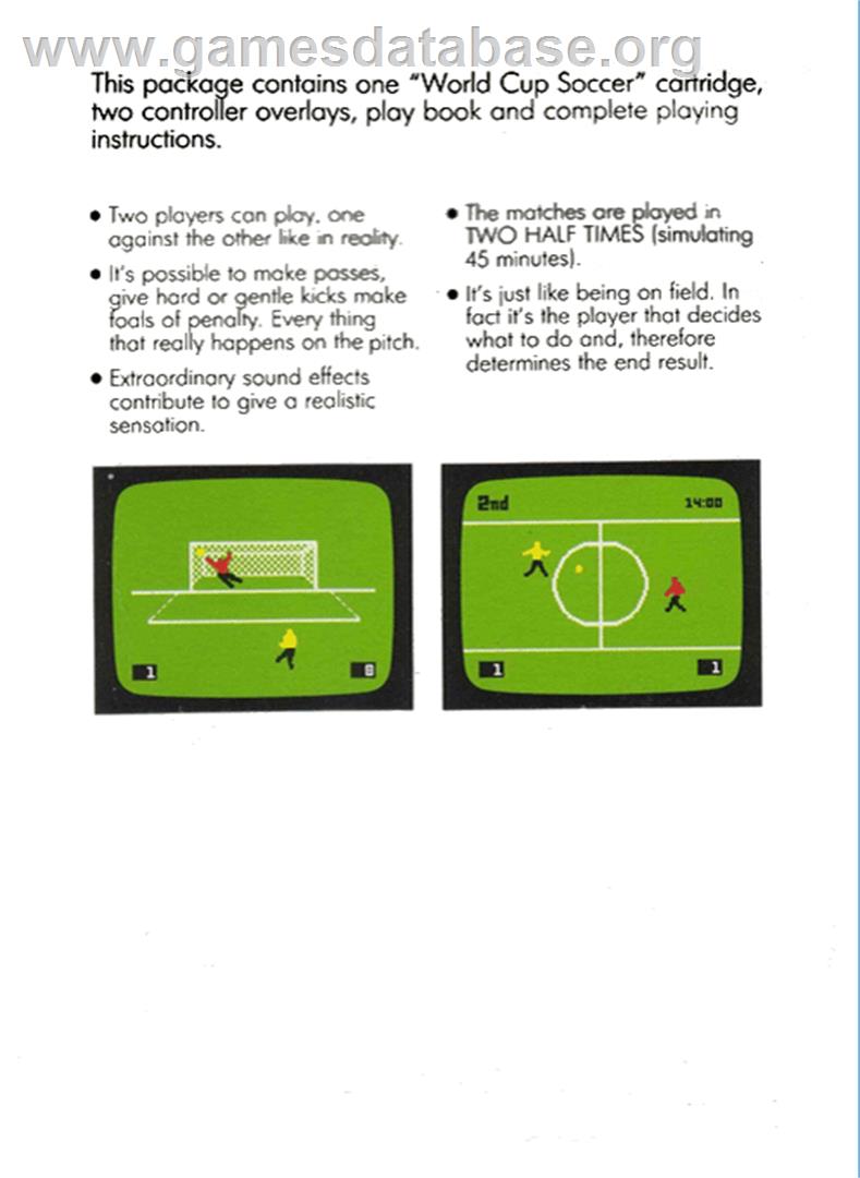 World Cup Soccer - Mattel Intellivision - Artwork - Box Back