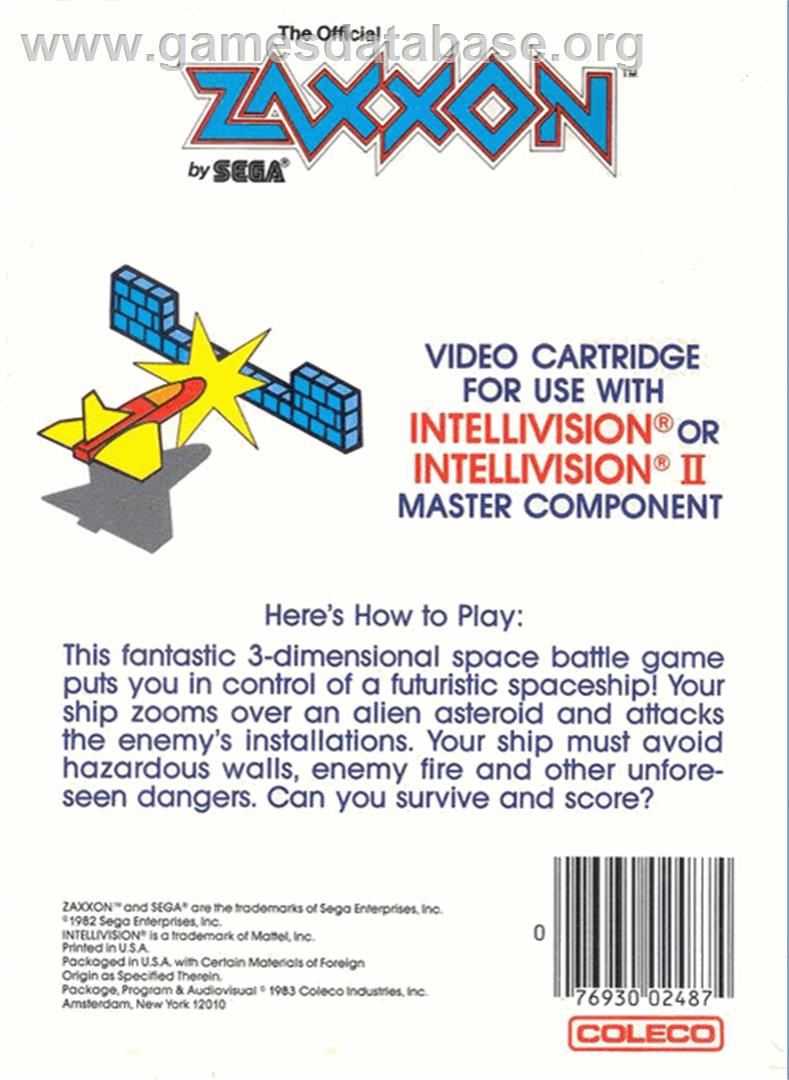 Zaxxon - Mattel Intellivision - Artwork - Box Back