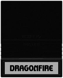 Cartridge artwork for Dragonfire on the Mattel Intellivision.