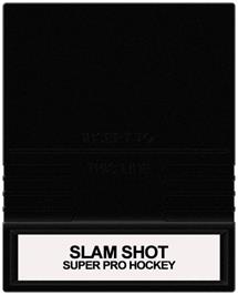 Cartridge artwork for Slap Shot: Super Pro Hockey on the Mattel Intellivision.