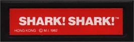 Top of cartridge artwork for Shark! Shark! on the Mattel Intellivision.