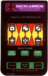 Overlay for ABPA Backgammon on the Mattel Intellivision.