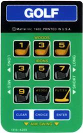 Overlay for PGA Golf on the Mattel Intellivision.