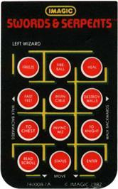 Overlay for Swords And Serpents on the Mattel Intellivision.