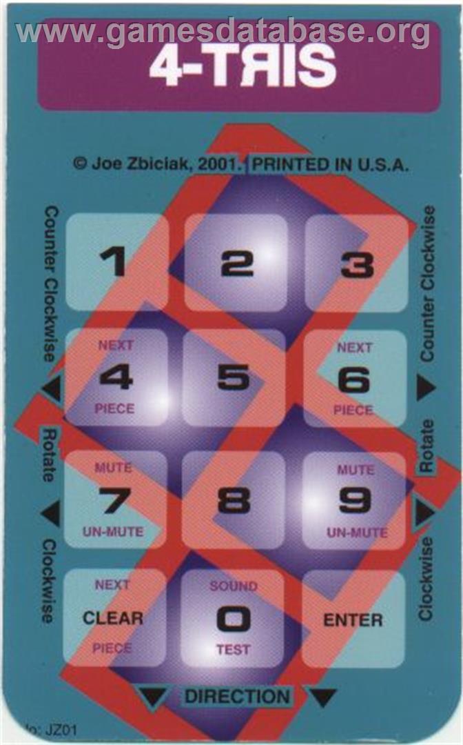 4-tris - Mattel Intellivision - Artwork - Overlay