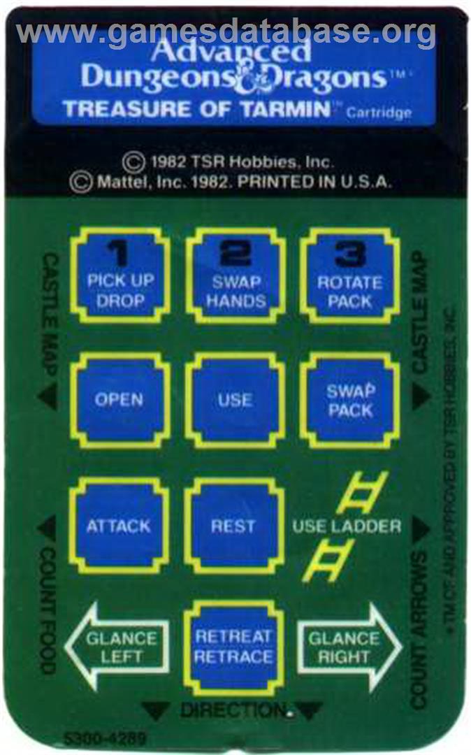 Advanced Dungeons And Dragons - Treasure Of Tarmin - Mattel Intellivision - Artwork - Overlay