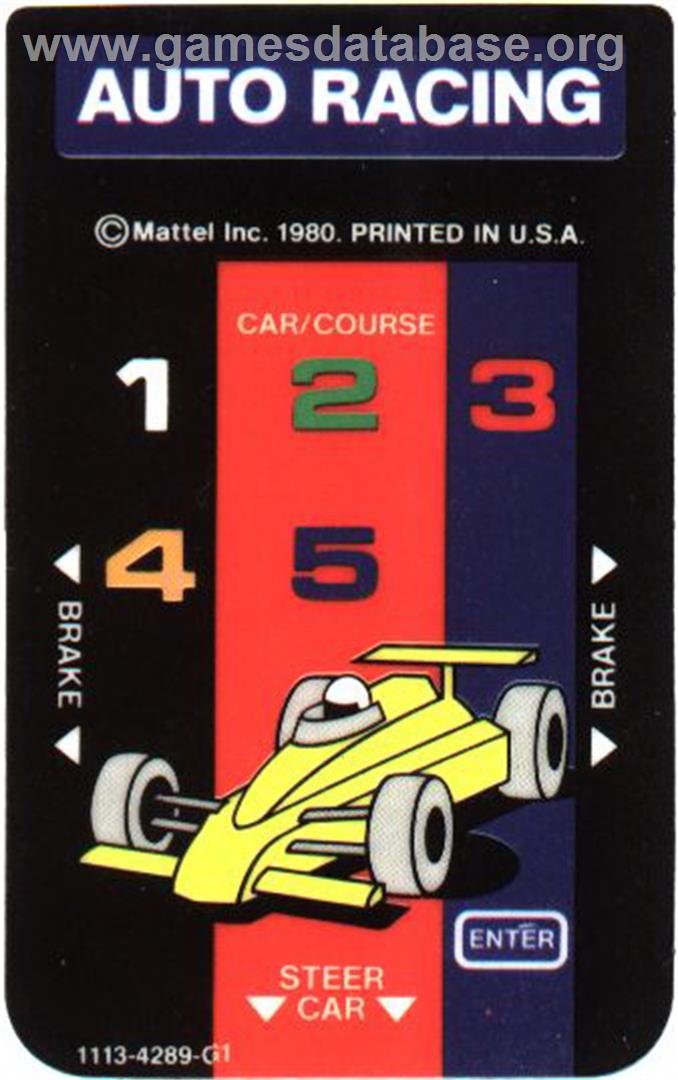 Auto Racing - Mattel Intellivision - Artwork - Overlay