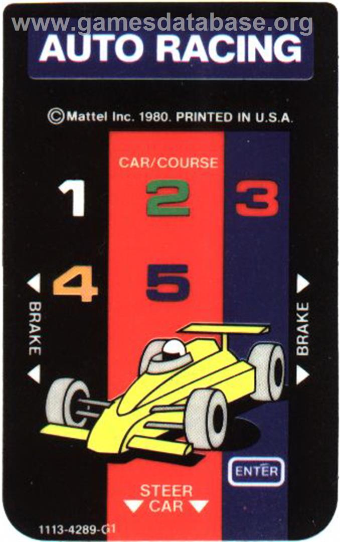 Auto Racing - Mattel Intellivision - Artwork - Overlay