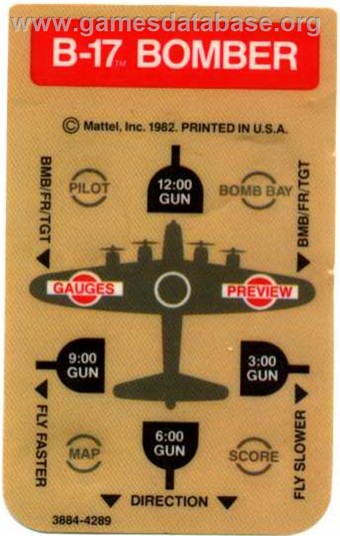 B-17 Bomber - Mattel Intellivision - Artwork - Overlay