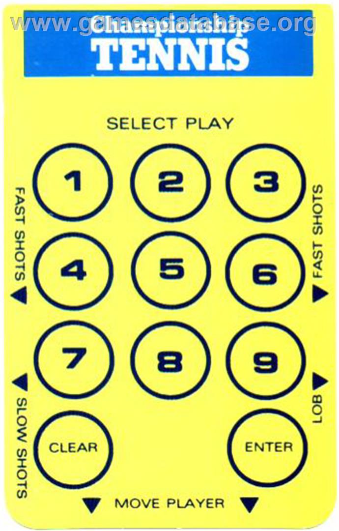 Championship Tennis - Mattel Intellivision - Artwork - Overlay