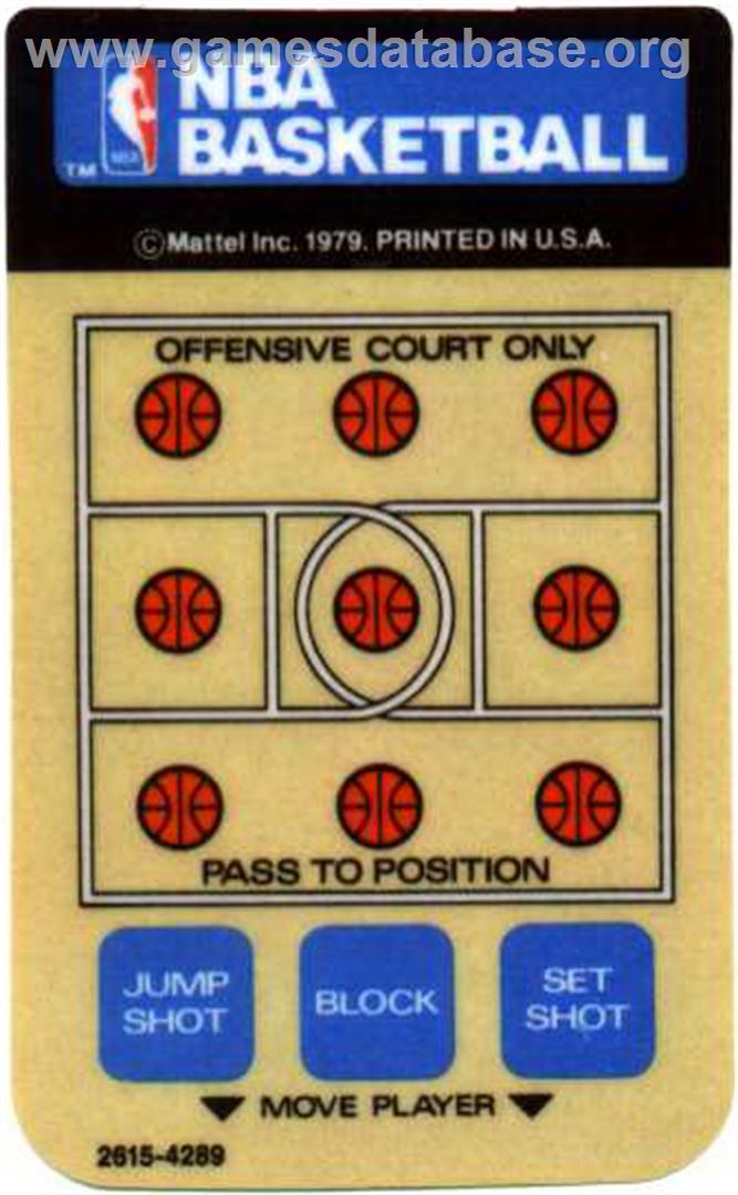 NBA Basketball - Mattel Intellivision - Artwork - Overlay