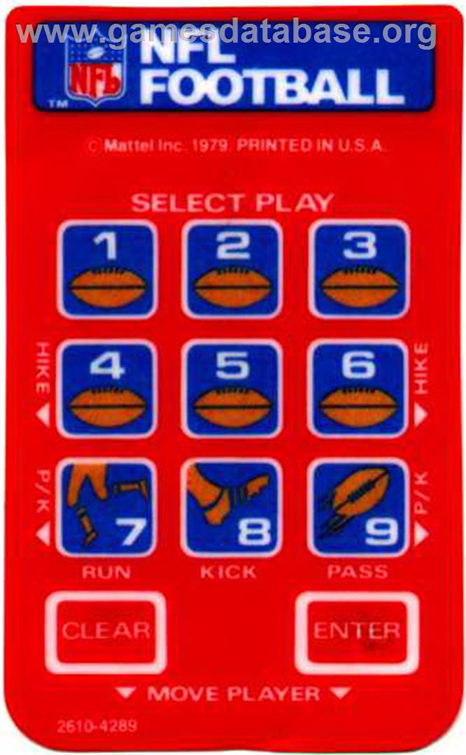 NFL Football - Mattel Intellivision - Artwork - Overlay