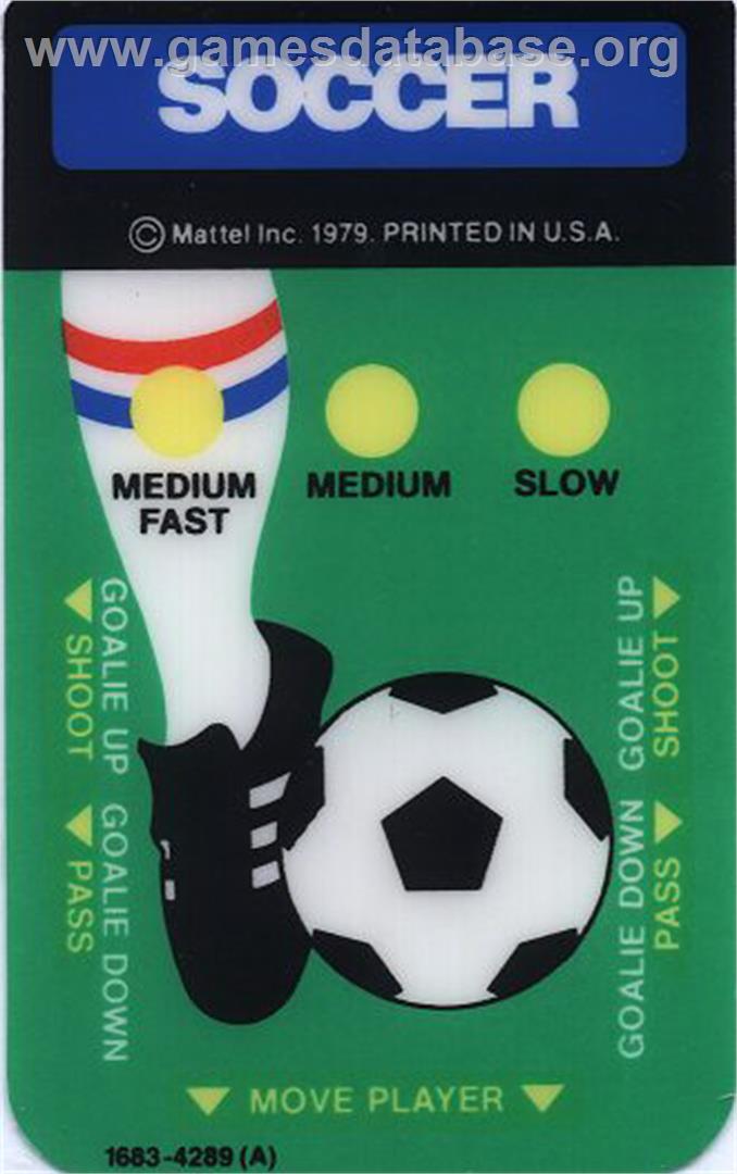 Nasl Soccer - Mattel Intellivision - Artwork - Overlay