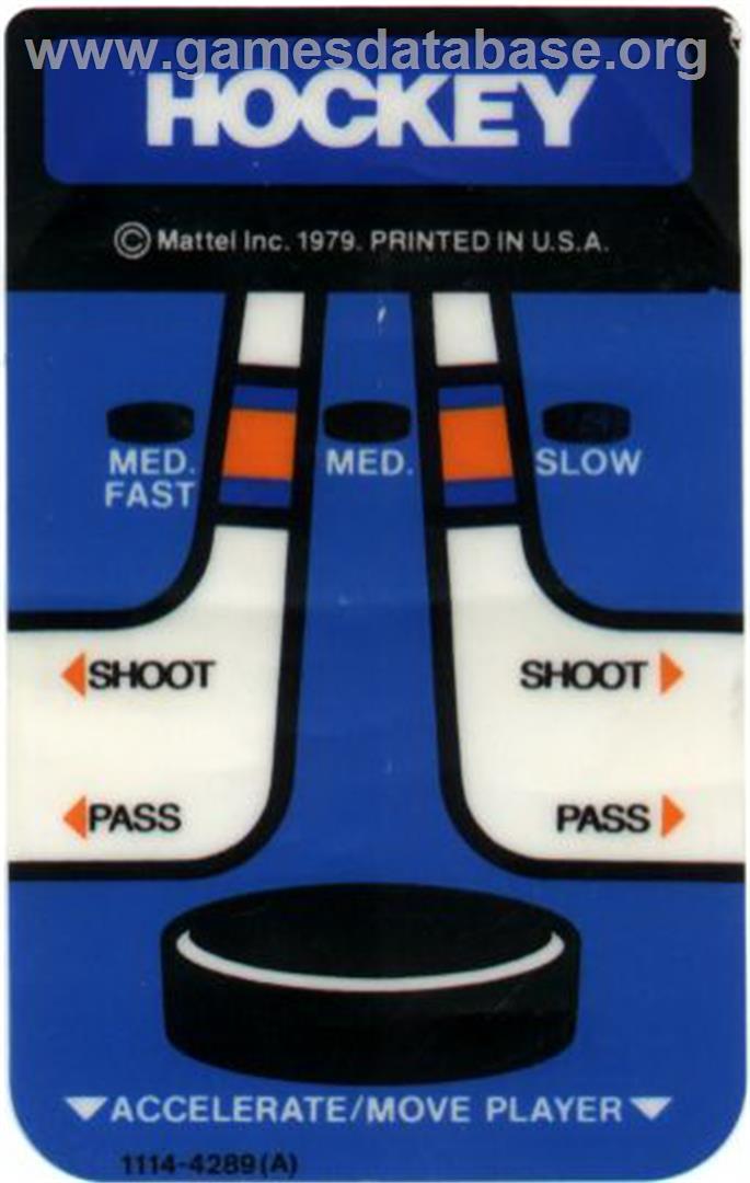 Nhl Hockey - Mattel Intellivision - Artwork - Overlay