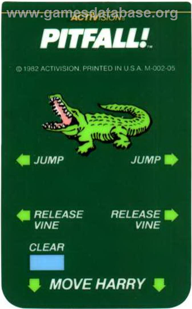 Pitfall! - Mattel Intellivision - Artwork - Overlay