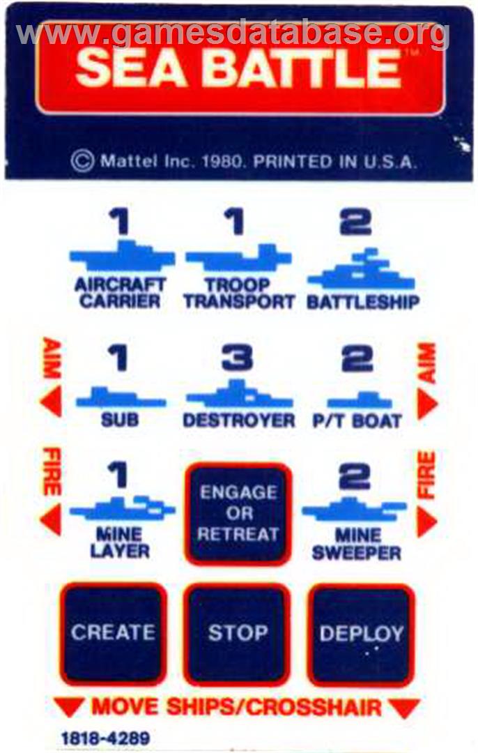 Sea Battle - Mattel Intellivision - Artwork - Overlay