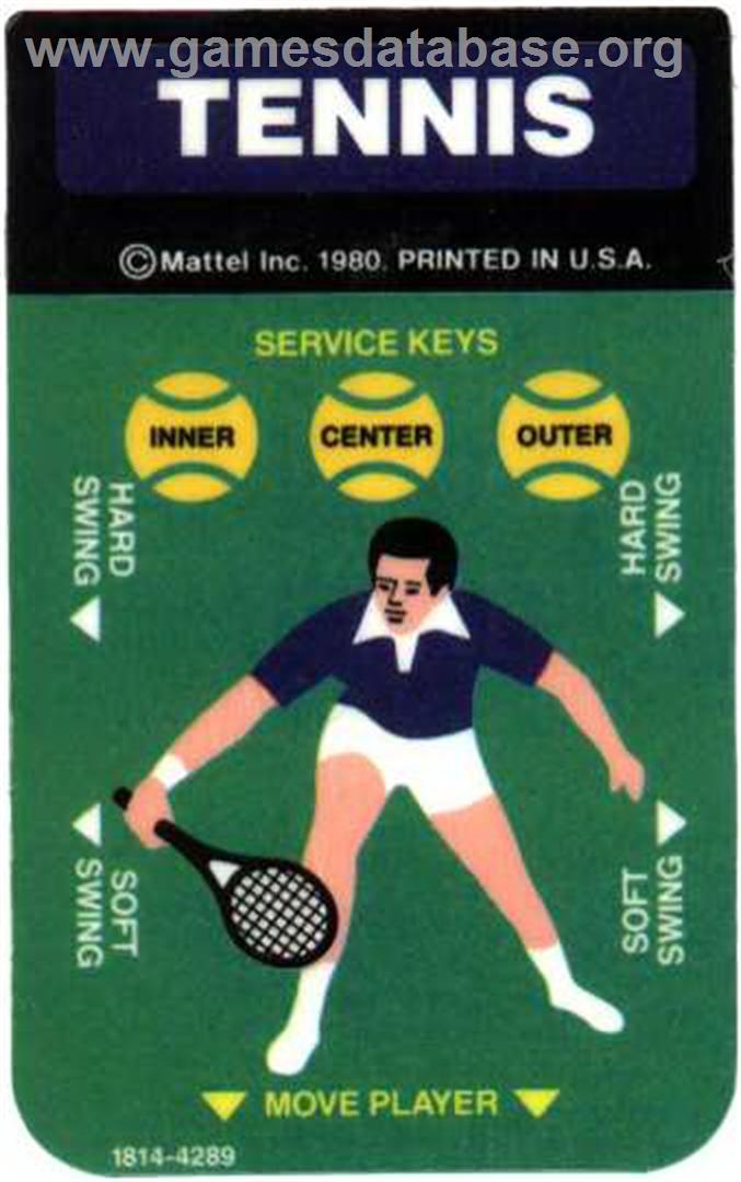 Tennis - Mattel Intellivision - Artwork - Overlay