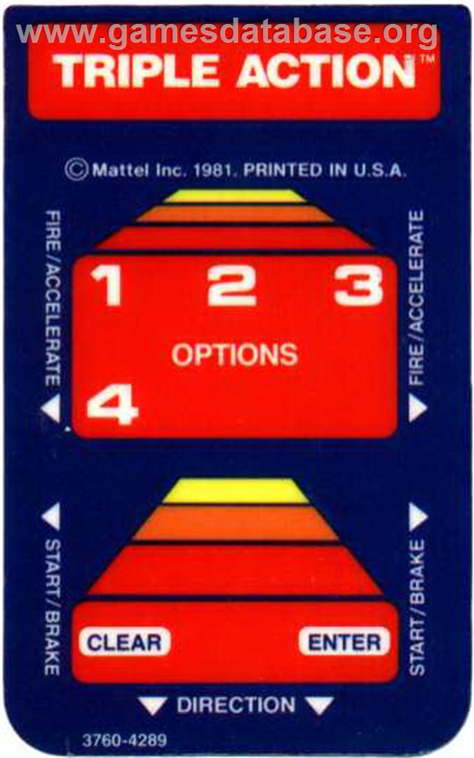 Triple Action - Mattel Intellivision - Artwork - Overlay