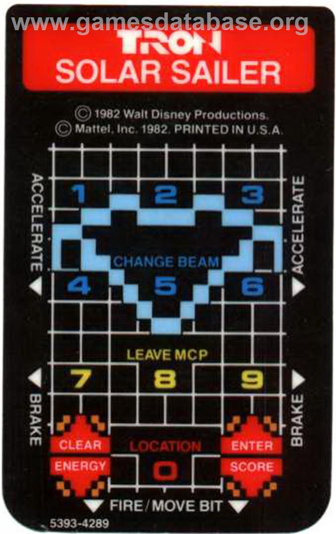 Tron - Solar Sailer - Mattel Intellivision - Artwork - Overlay