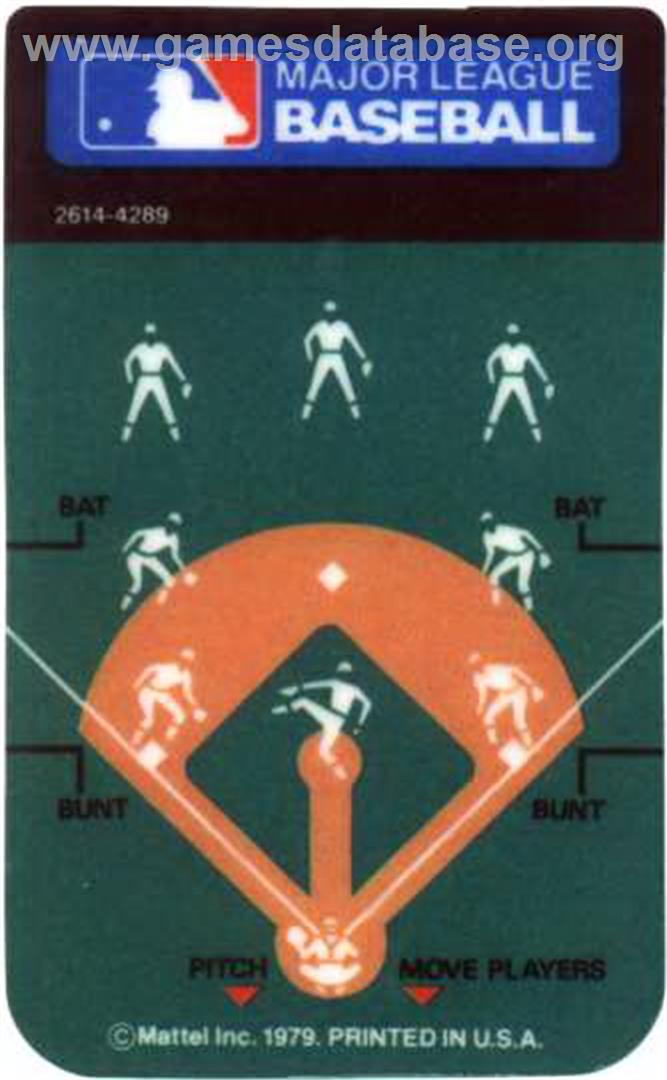 World Championship Baseball - Mattel Intellivision - Artwork - Overlay