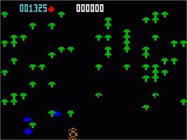 In game image of Centipede on the Mattel Intellivision.
