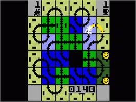 In game image of Loco-Motion on the Mattel Intellivision.
