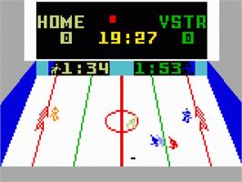 In game image of Slap Shot: Super Pro Hockey on the Mattel Intellivision.