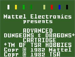 Title screen of Advanced Dungeons And Dragons on the Mattel Intellivision.