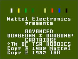Title screen of Advanced Dungeons And Dragons - Treasure Of Tarmin on the Mattel Intellivision.