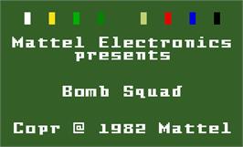 Title screen of Bomb Squad on the Mattel Intellivision.