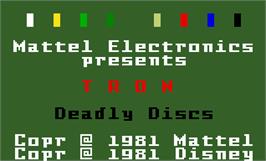 Title screen of Tron - Deadly Discs on the Mattel Intellivision.