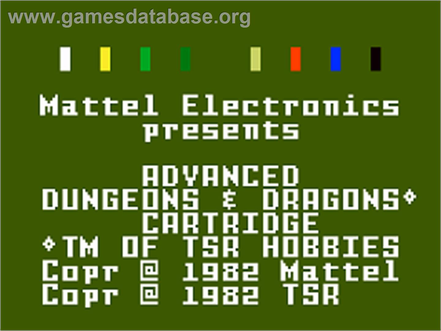 Advanced Dungeons And Dragons - Treasure Of Tarmin - Mattel Intellivision - Artwork - Title Screen