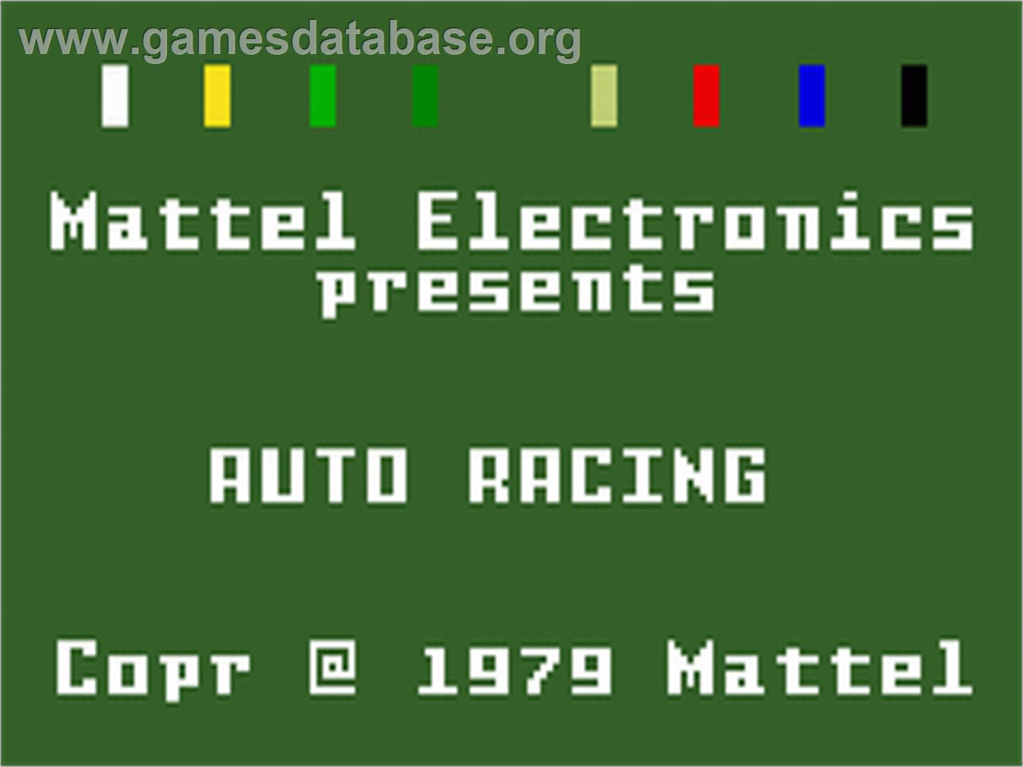 Auto Racing - Mattel Intellivision - Artwork - Title Screen
