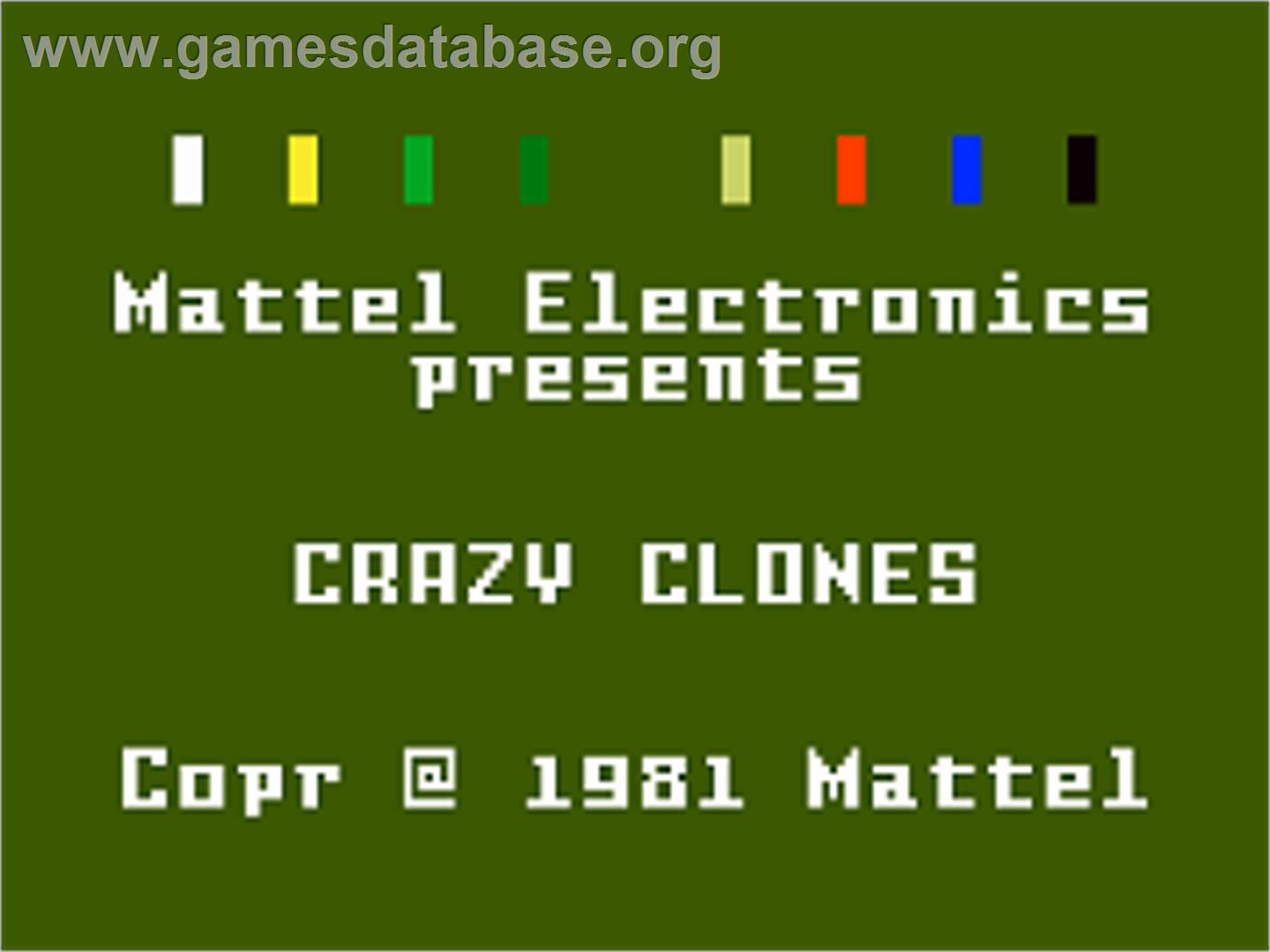 Crazy Clones - Mattel Intellivision - Artwork - Title Screen